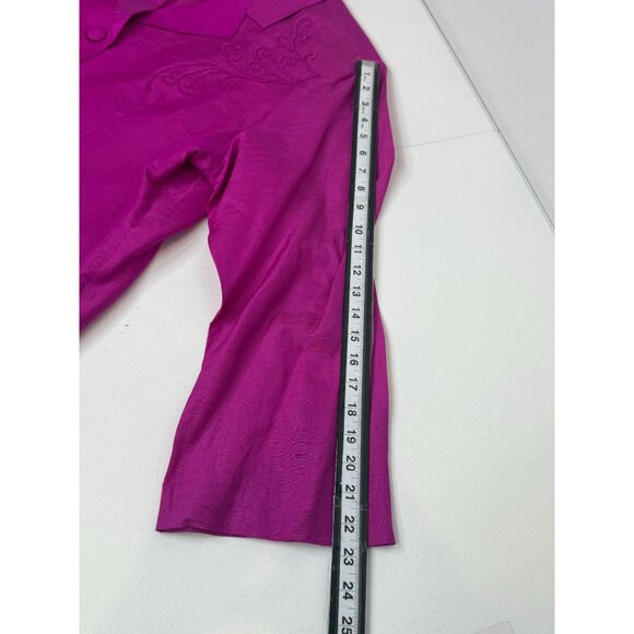 ISC Fuchsia Silk Linen Blend Skirt Suit 2 Piece Plus Size 2X - Picture 10 of 12